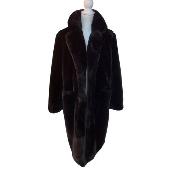 K. Zell Paris faux fur coat teddy bear coat size M black - Picture 9 of 9